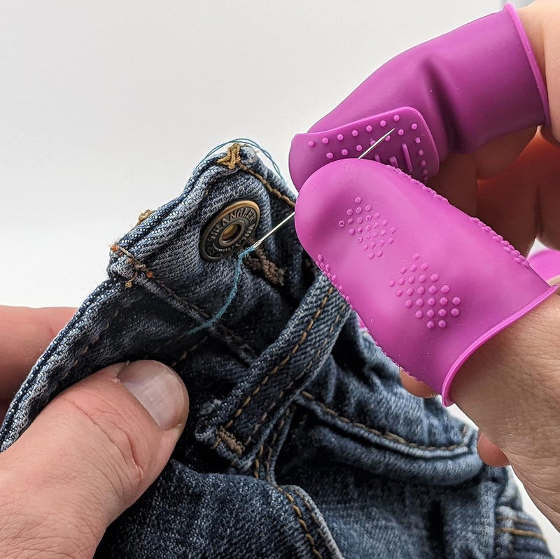SILICONE ALLEY Finger Protectors - [9-Pack] Including The Flex-Grip Thimble (3Pcs) - Purple Silicone Cover Guards | for Hot Glue | Sewing | Adhesives | Crafts | Felt Needles | + 5-Pack White 3" x 5" Mats - Image 3